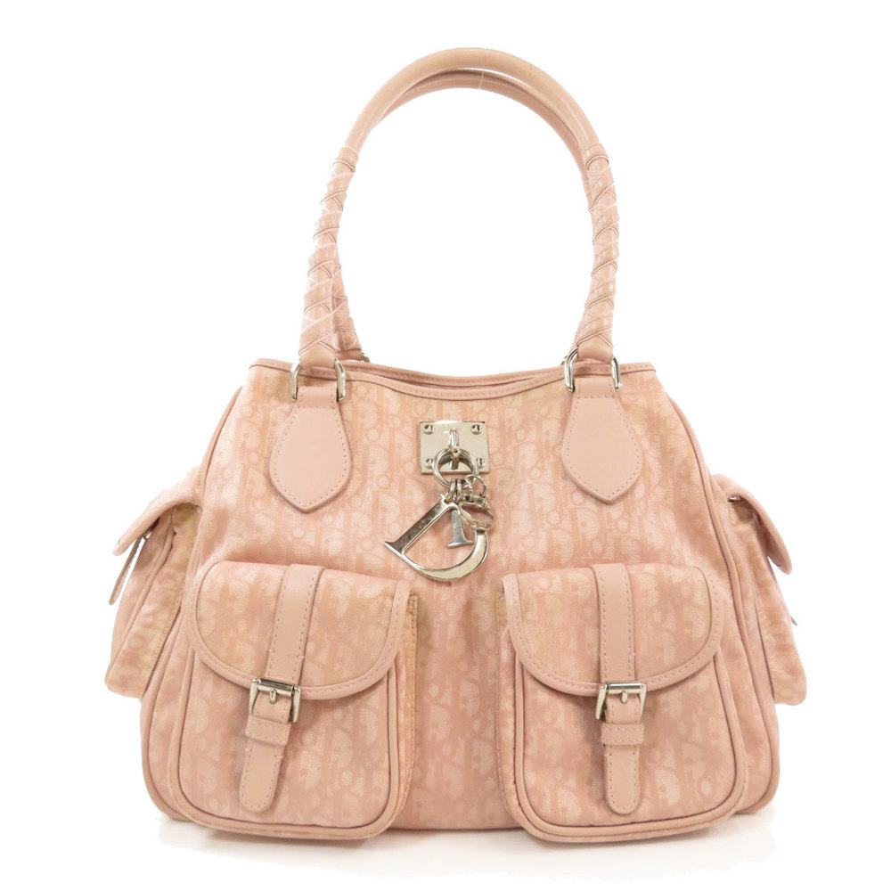 Christian Dior Trotter Pattern Tote Bag Nylon Jacquard Pink